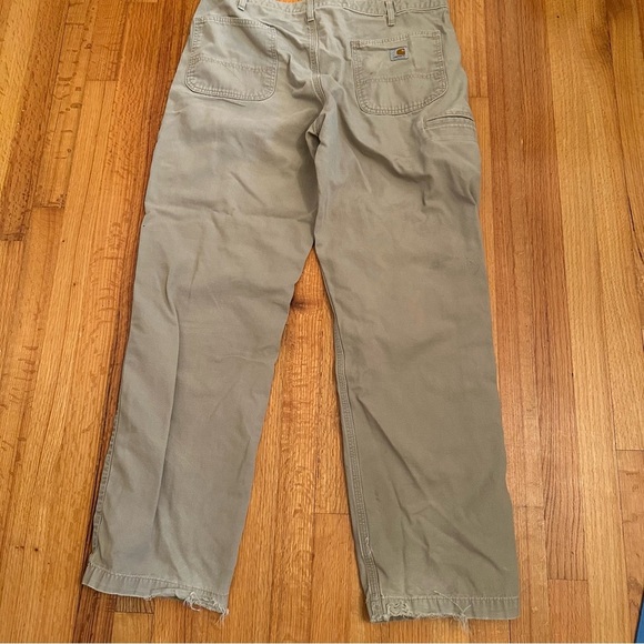 Carhartt Canvas Pants Men's 38 x 34 Relaxed Fit Beige Tan Work Utility (T) - Picture 1 of 16